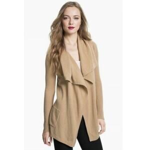 Theory Maritza Cashmere Cardigan Sweater Tan Size Small Petite